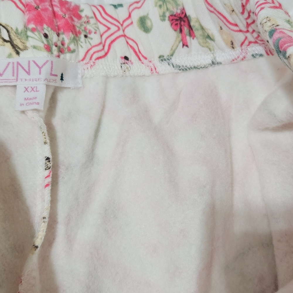 VIRAL Target Nutcracker Pants Fleece Vinyl Threads Women XXL Off-White Holiday - Picture 4 of 6